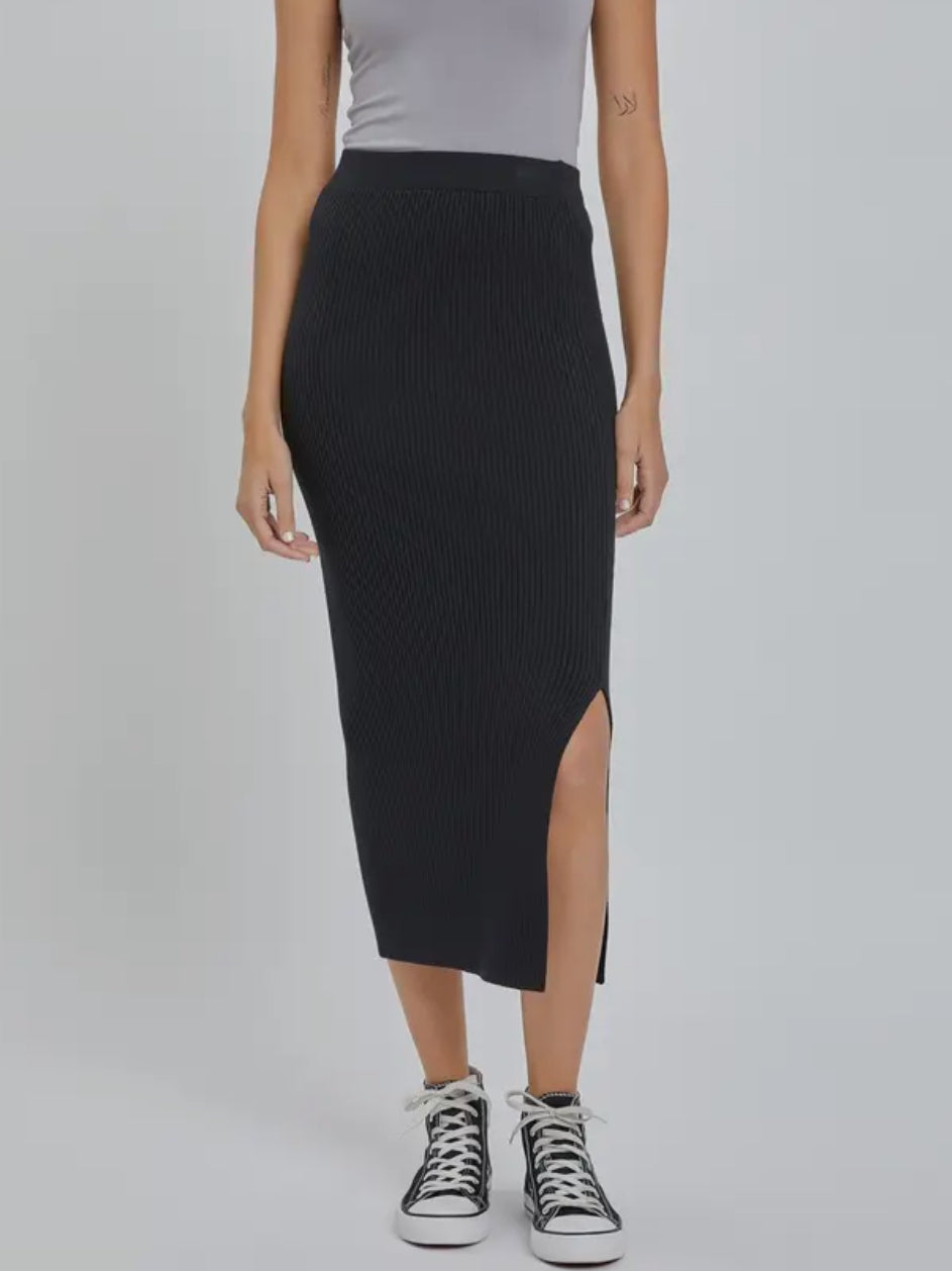 PREORDER: Black Ribbed Knit Skirt